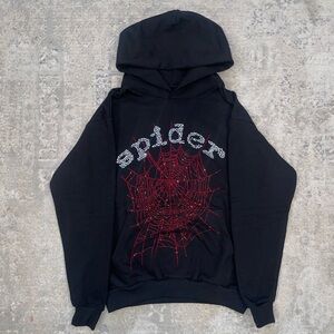 Spider Black Hoodie with Red Web Graphic